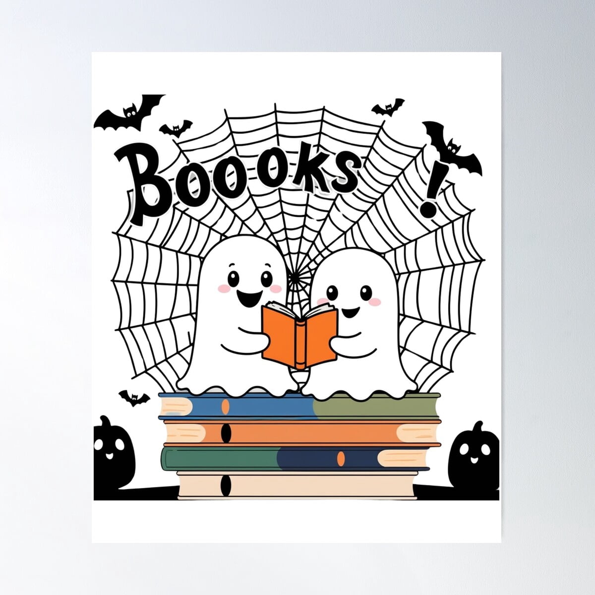 Kna Prints - 1 Pc Poster Fny Ghost Book Reading Halloween Design For ...