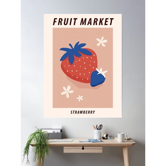 Kna Prints - 1 Pc Poster Fruit Market Print, Exhibition , Strawberry, S Aesthetic, Cottagecore Decor, Fruits, Food Art, UNFRAMED-8x12