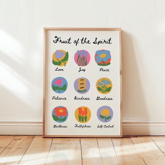 Kna Prints - 1 Pc Poster Fruit Of The Spirit Scripture Wall Art Prayer Board Printables Colorful Wall Art Apartment Decor Trendy Prints Catholic Gifts Above Bed Art, UNFRAMED-12x18