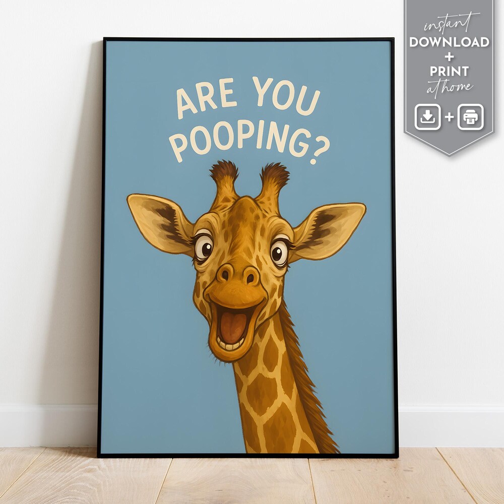 Kna Prints - 1 Pc Poster Funny Giraffe Bathroom Poster, Are You Pooping ...
