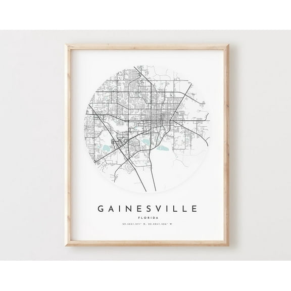 Kna Prints - 1 Pc Poster Gainesville Map Print, Gainesville Map City Wall Art, Fl Road Map, Florida Print Street Map Decor, Office Gift, L617V4, UNFRAMED-24x36