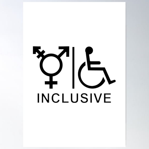 Kna Prints - 1 Pc Poster Gender Neutral And Whelchair Inclusive Bathroom Sign, UNFRAMED-8x12