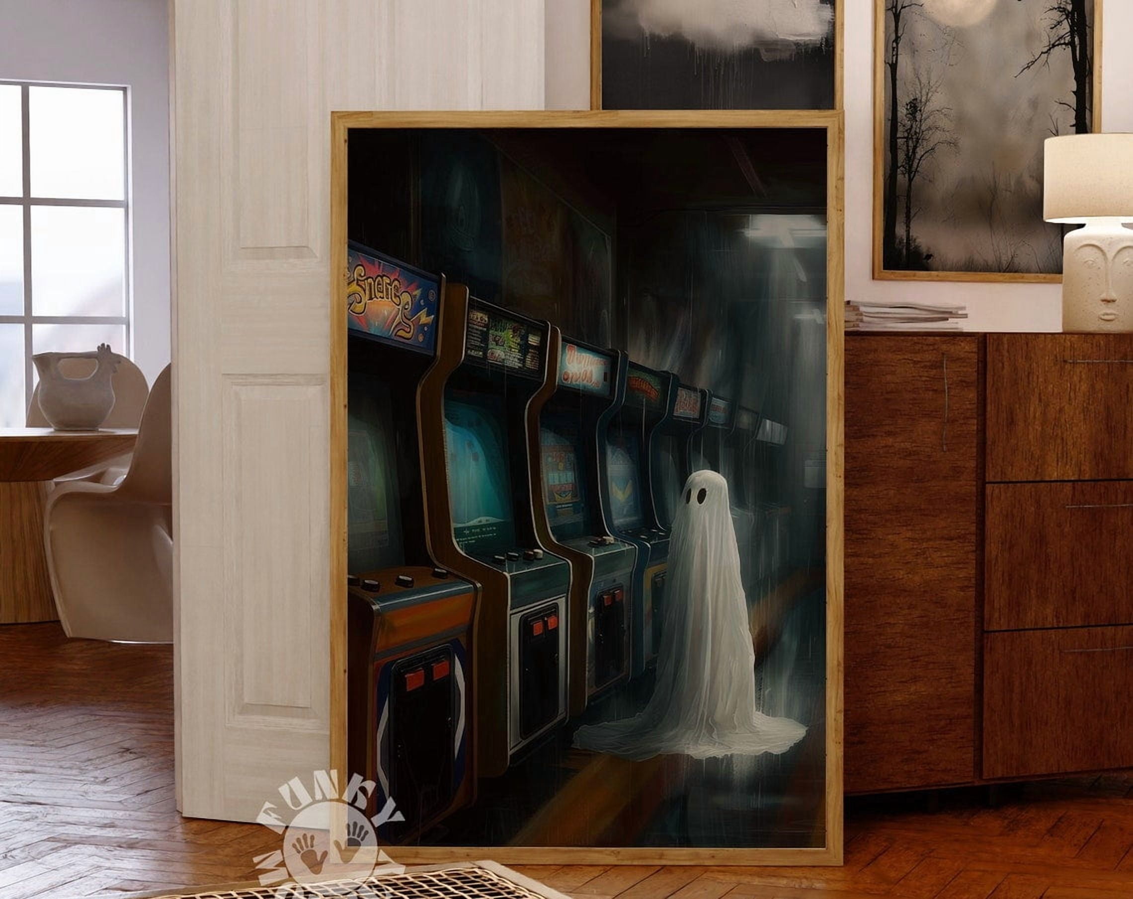 Kna Prints - 1 Pc Poster Ghost Art Print, Ghost In Retro Arcade ...