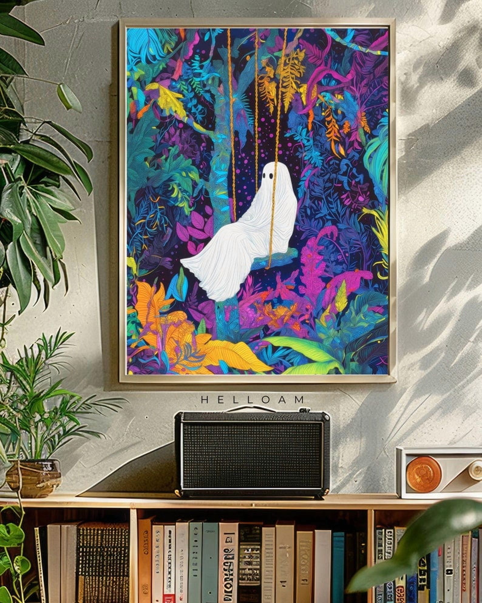 Kna Prints - 1 Pc Poster Ghost On Swing, Flower Woods Print, Romantic ...