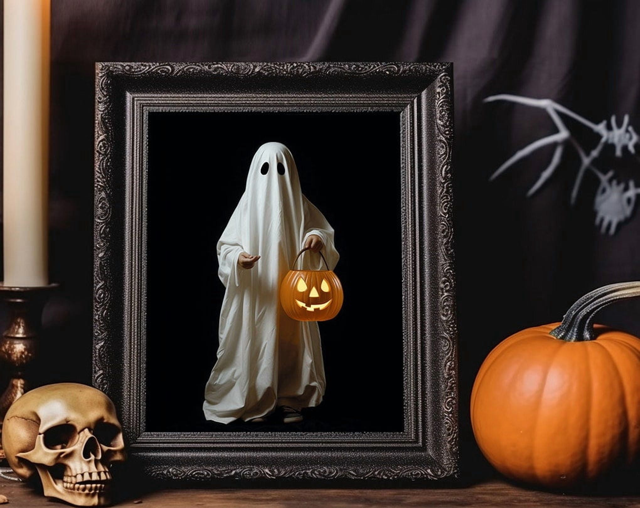 Kna Prints - 1 Pc Poster Halloween Cute Ghost Holding Candy Pumpkin ...