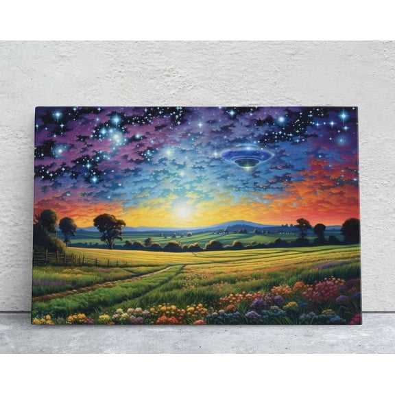 Kna Prints - 1 Pc Poster Hidden Ufo On , Subtle Ufo Art, Alien Painting, Spaceship Print, Area 51 Print, Flying Saucer, Sci Fi Art, I Want To Believe, UNFRAMED-24x36