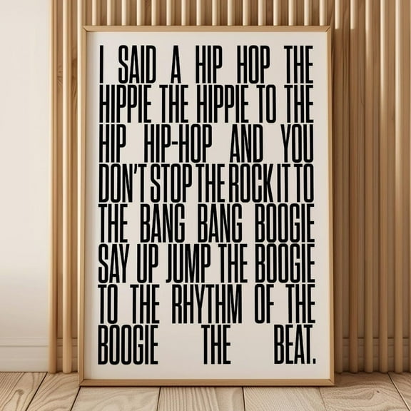 Kna Prints - 1 Pc Poster Hip Hop Lyrics Sugarhill Gang Art Print, Retro Rap Wall Decor, Music Typography Quote, Bold Black And White Digital Art , UNFRAMED-12x18