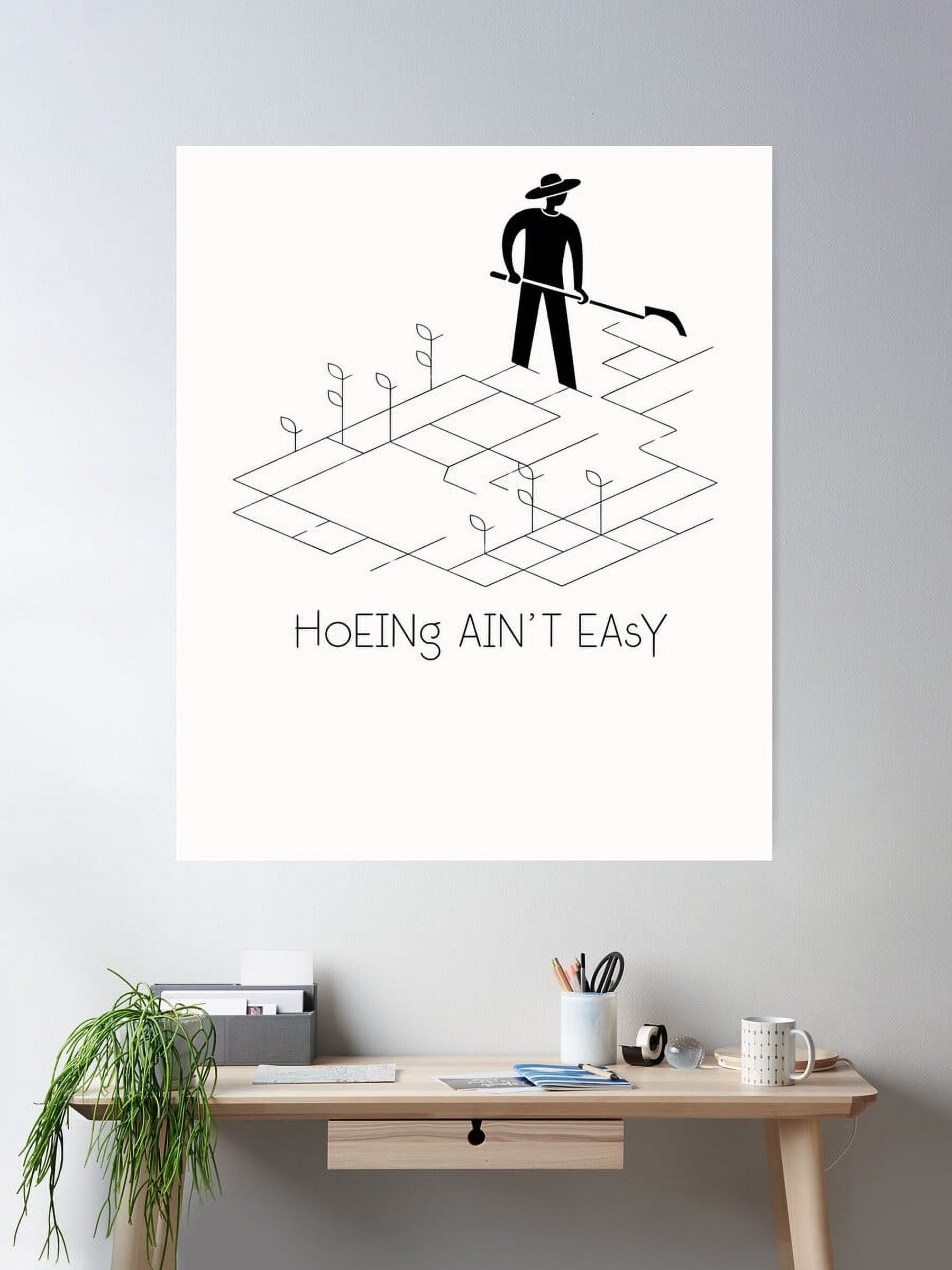 Funny Metal Tin Sign “Girl Hoeing Ain’t Easy” – Vintage 8x12 Inch Aluminum Wall Decor For Bar, Garage, Cafe, Or Man Cave