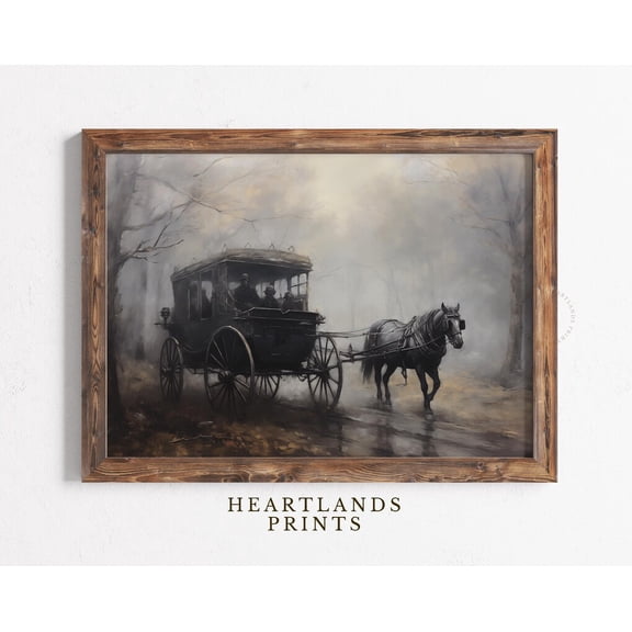 Kna Prints - 1 Pc Poster Horse Carriage Print Halloween Printable Wall Art, Halloween Ghost Carriage Wall Art Print, Spooky Halloween Artwork Gift, Halloween Decor, UNFRAMED-24x36