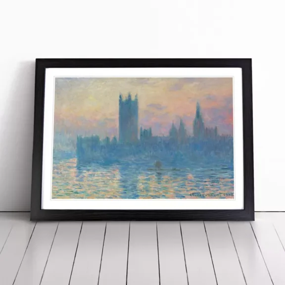 Kna Prints - 1 Pc Poster Houses Of Parliament In London Vol.1 By Claude Monet Wall Framed, UNFRAMED-8x12