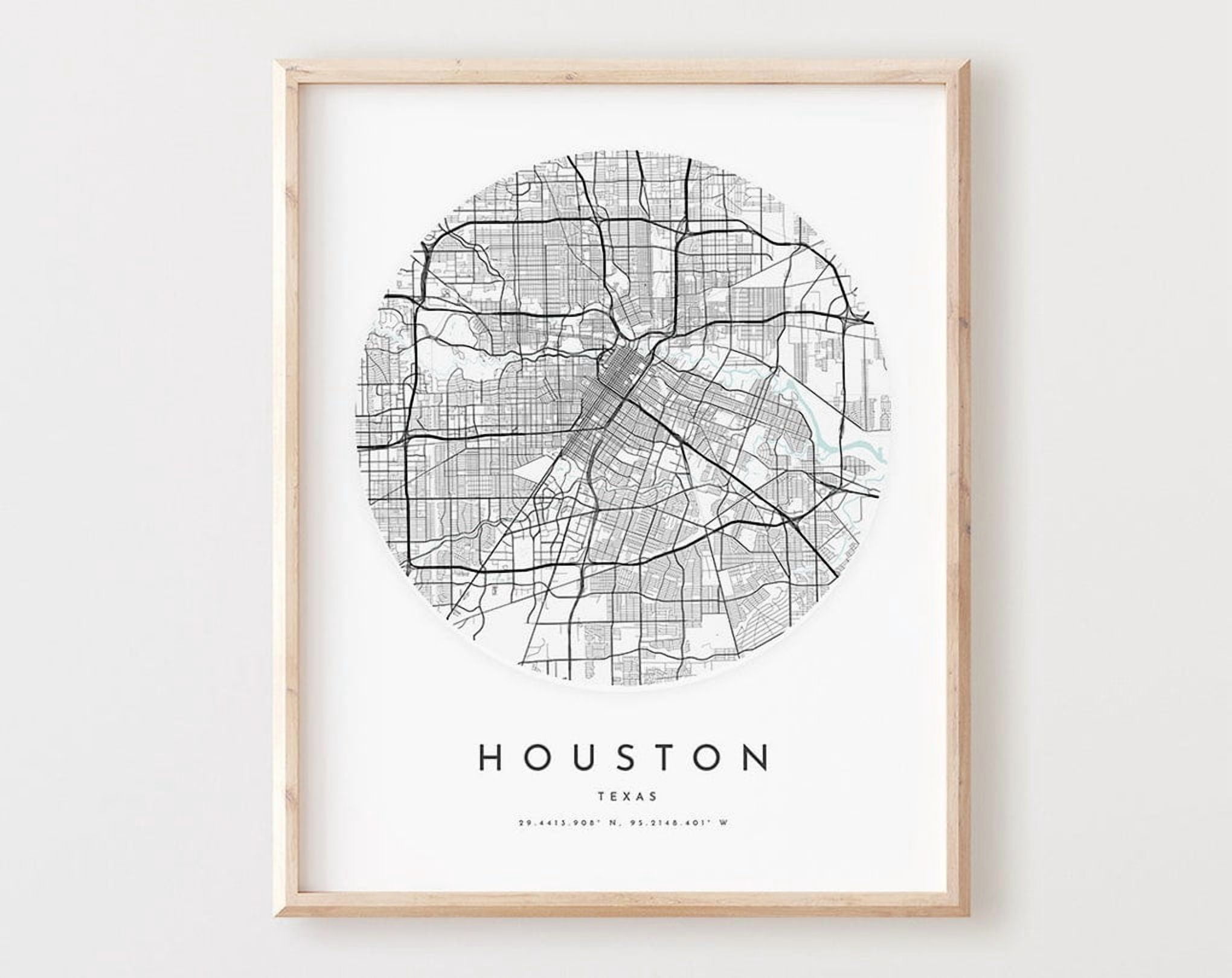 Kna Prints - 1 Pc Poster Houston Map Print, Houston Map City Wall Art ...