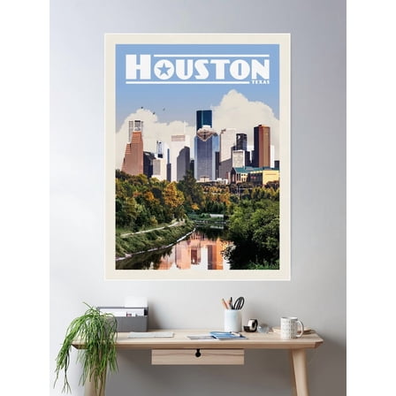 Kna Prints - 1 Pc Poster Houston Texas Vintage Travel, UNFRAMED-8x12