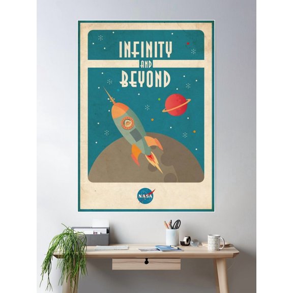 Kna Prints - 1 Pc Poster Infinity And Beyond Vintage Old Retro Grubby Space Age, UNFRAMED-12x18