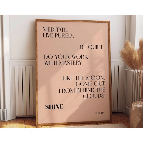 Kna Prints - 1 Pc Poster Inspirational Buddha Quotes Room Decor Serenity, Pink Wall Decormastery, Meditation, Quiet, Moonlight Wall Positive Bedroom Art, UNFRAMED-24x36