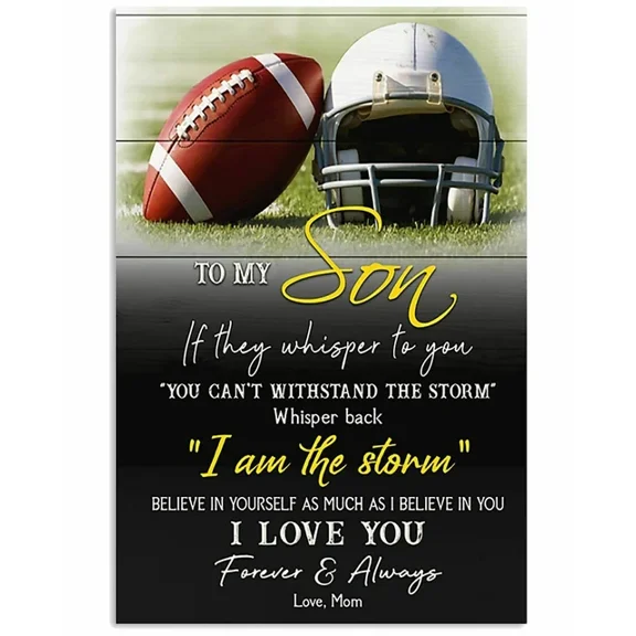 Kna Prints - 1 Pc Poster Inspirational Football To My Son I Love You Vertical Poster Family Friend Gift, UNFRAMED-8x12
