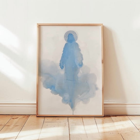 Kna Prints - 1 Pc Poster Jesus Art Watercolor Painting Prayer Board Printables Light Blue Wall Art Aesthetic Room Decor Christian Gifts For Women Christian Wall Art, UNFRAMED-12x18