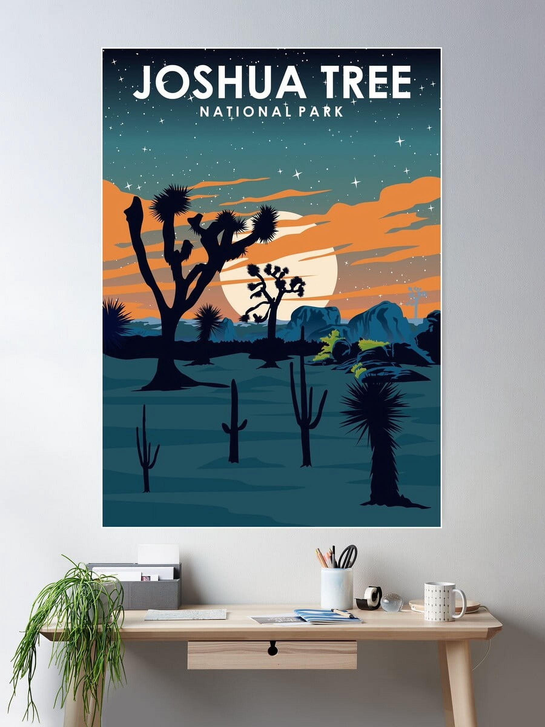 Kna Prints - 1 Pc Poster Joshua Tree National Park At Night Vintage ...