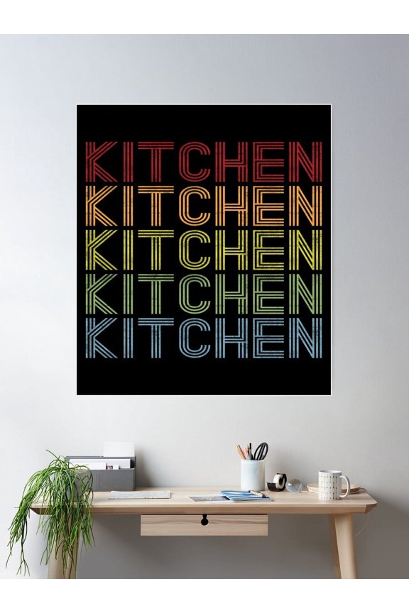 - 1 Pc Poster Kitchen Name T Shirt Kitchen Vintage Retro Kitchen Name Gift Item Tee, UNFRAMED-8x12
