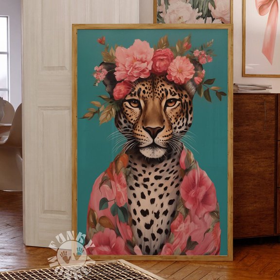 Kna Prints - 1 Pc Poster Leopard Fashion Wall Art Print, Animal Print, Maximalist Decor, Funky Wall Art, Eclectic Gallery Print, Apartment Aesthetic, Dopamine Print, UNFRAMED-8x12