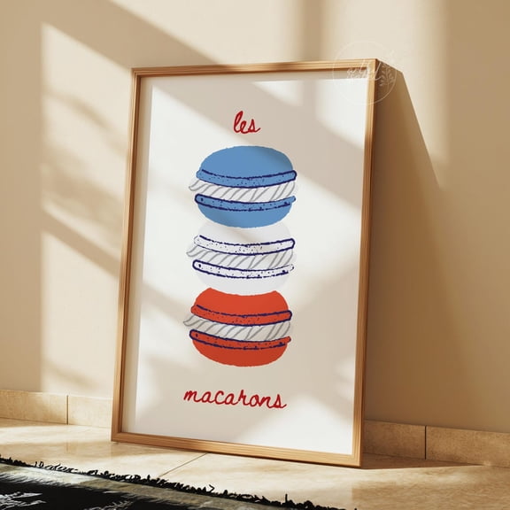 Kna Prints - 1 Pc Poster Les Macarons French Art Print Kitchen Wall Art Minimalistic Print Preppy Cute Quirky Print Housewarming Gift Decor For Living Room Bedroom,, UNFRAMED-12x18