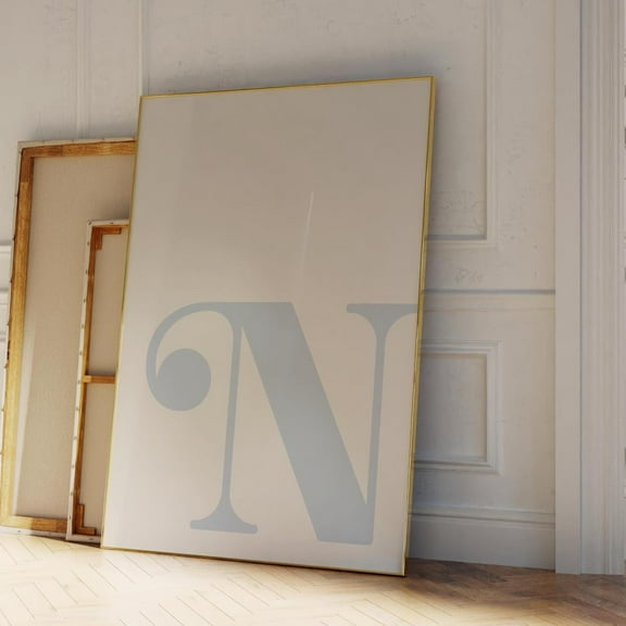 Kna Prints - 1 Pc Poster Letter N Poster, Blue Alphabet Letter Print, Initial Letter Wall Art, Trendy Dorm Room Decor, Blue Nursery Decor, Boy Teen Room Gallery Wall, UNFRAMED-24x36