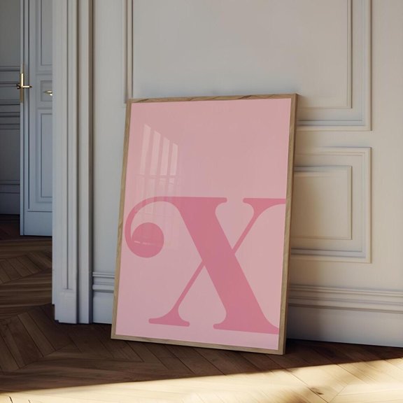 Kna Prints - 1 Pc Poster Letter X Poster, Pink Alphabet Letter Print, Initial Letter Wall Art, Trendy Dorm Room Decor, Girly Nursery Decor, Teen Room Gallery Wall, UNFRAMED-8x12