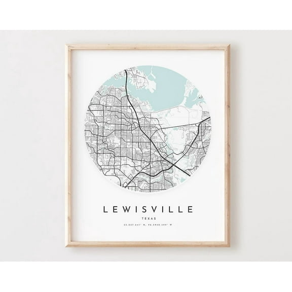 Kna Prints - 1 Pc Poster Lewisville Map Print, Lewisville Map City Wall Art, Tx Road Map, Texas Print Street Map Decor, Office Gift, L851V4, UNFRAMED-12x18
