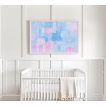 Kna Prints - 1 Pc Poster Light Bluel Abstract Painting Pastel Pink And Blue Large Art Print, Horizontal Wall Art, Preppy Girly Cute Gender Neutral Nursery Wall Decor, UNFRAMED-8x12