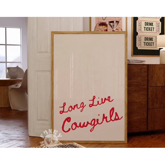 Kna Prints - 1 Pc Poster Long Live Cowgirls Wall Art, Red Retro Western Rodeo Art, Cowgirl Aesthetic Print, Dorm Room Decor, Trendy Digital Print Wall Art, UNFRAMED-8x12