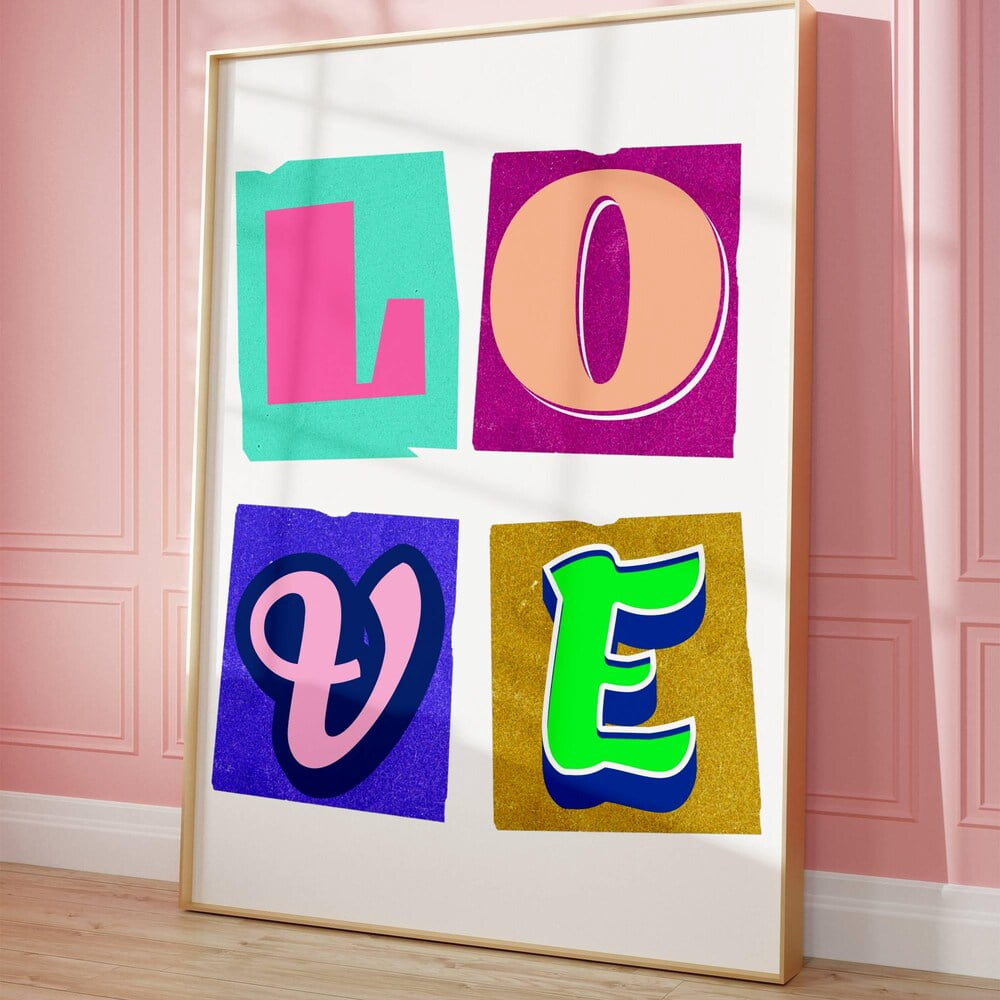 Kna Prints - 1 Pc Poster Love Poster, Chic Magazine Lettering Art ...