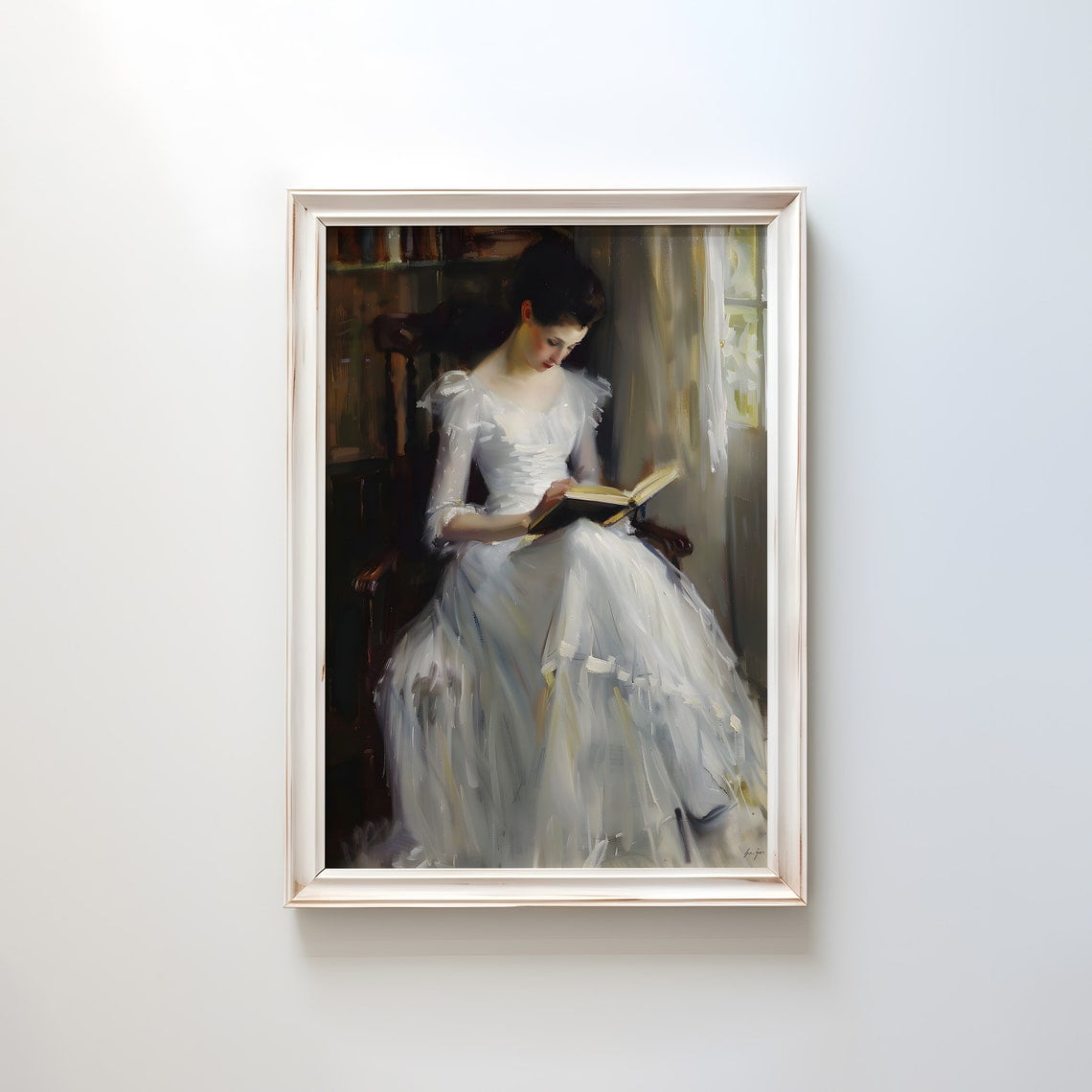 Amfyn woman with a book 1932 Painting With Wood Photo Frame (Multicolor) main image 0