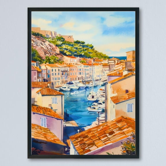 Kna Prints - 1 Pc Poster Marseille Watercolor Poster Marseille Travel France Wall Art Marseille Decor Old Port Scene Coastal City View Mediterranean , UNFRAMED-8x12