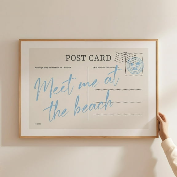 Kna Prints - 1 Pc Poster Meet Me At The Beach Trendy Post Card Print, Coastal Wall Art, Blue Typography Art, Beach House Aesthetic Decor, Summer Art, Digital Print Wall Art, UNFRAMED-8x12