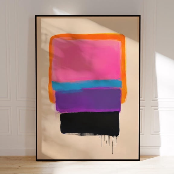 Kna Prints - 1 Pc Poster Modern Minimalist Abstract Wall Art | Color Block Painting | Bold Neon Pink & Orange Poster | Contemporary Vibrant Decor | Color Gradient, UNFRAMED-16x24