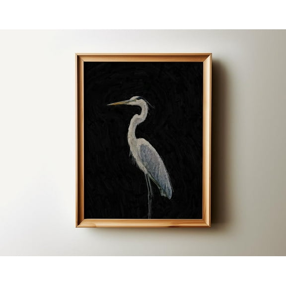 Kna Prints - 1 Pc Poster Moody Blue Heron Wall Art Muted Neutral Coastal Home Decor Above Bed Decor Preppy Wall Decor Downloadable Art Large Wall Art, UNFRAMED-8x12