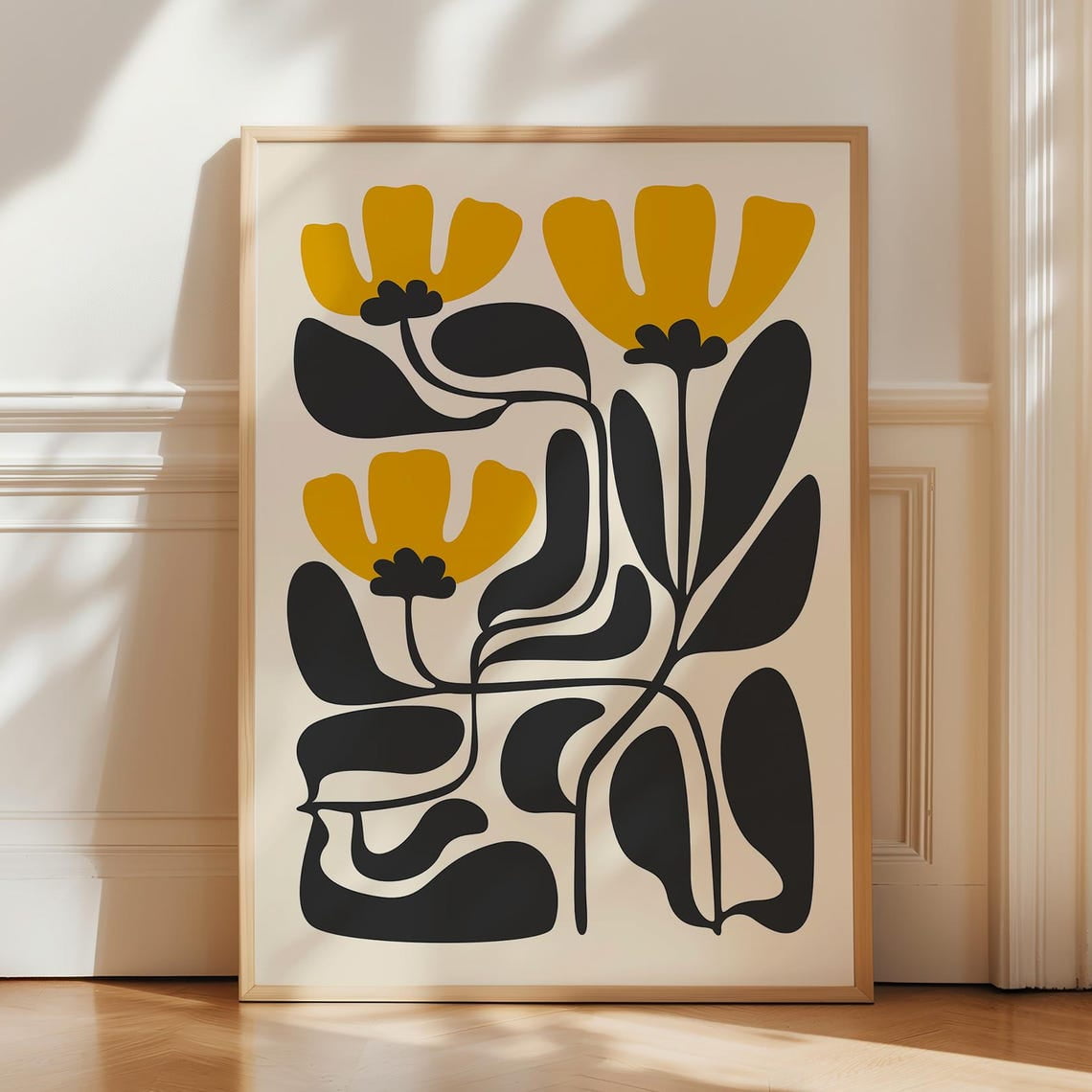 Kna Prints - 1 Pc Poster Mustard Yellow Flower , Abstract Botanical Art ...