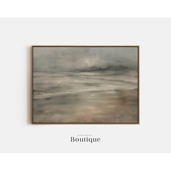 Kna Prints - 1 Pc Poster Muted Beach Painting, Moody Abstract Landscape Art, Grey Decor For Rustic Beach House, Minimalist Costal Print, No.343, UNFRAMED-16x24