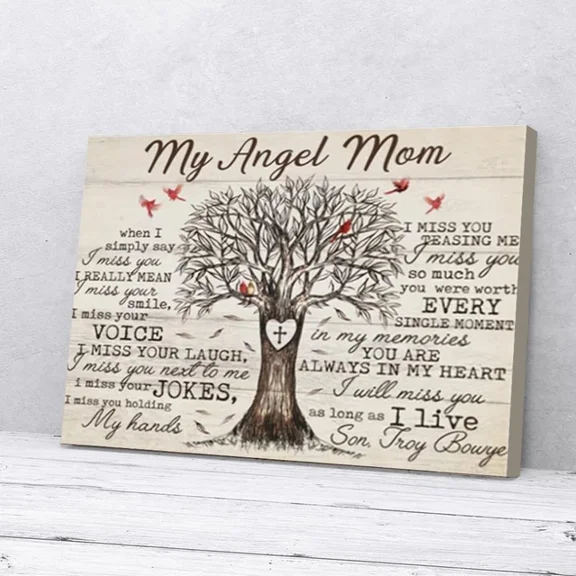 Kna Prints - 1 Pc Poster My Angel Mom Cardinal, UNFRAMED-16x24