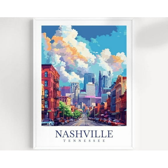 Kna Prints - 1 Pc Poster Nashville Travel Print Wall Art Tennessee Wall Hanging Home Decor Nashville Gift Art Lovers Gift Nashville Tennessee Gift, UNFRAMED-8x12