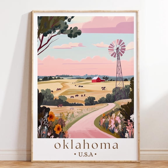 Kna Prints - 1 Pc Poster Oklahoma Travel Poster, Scenic Midwest Print, Nature Landscape Art, American Heartland Decor, Travel Gift, UNFRAMED-8x12