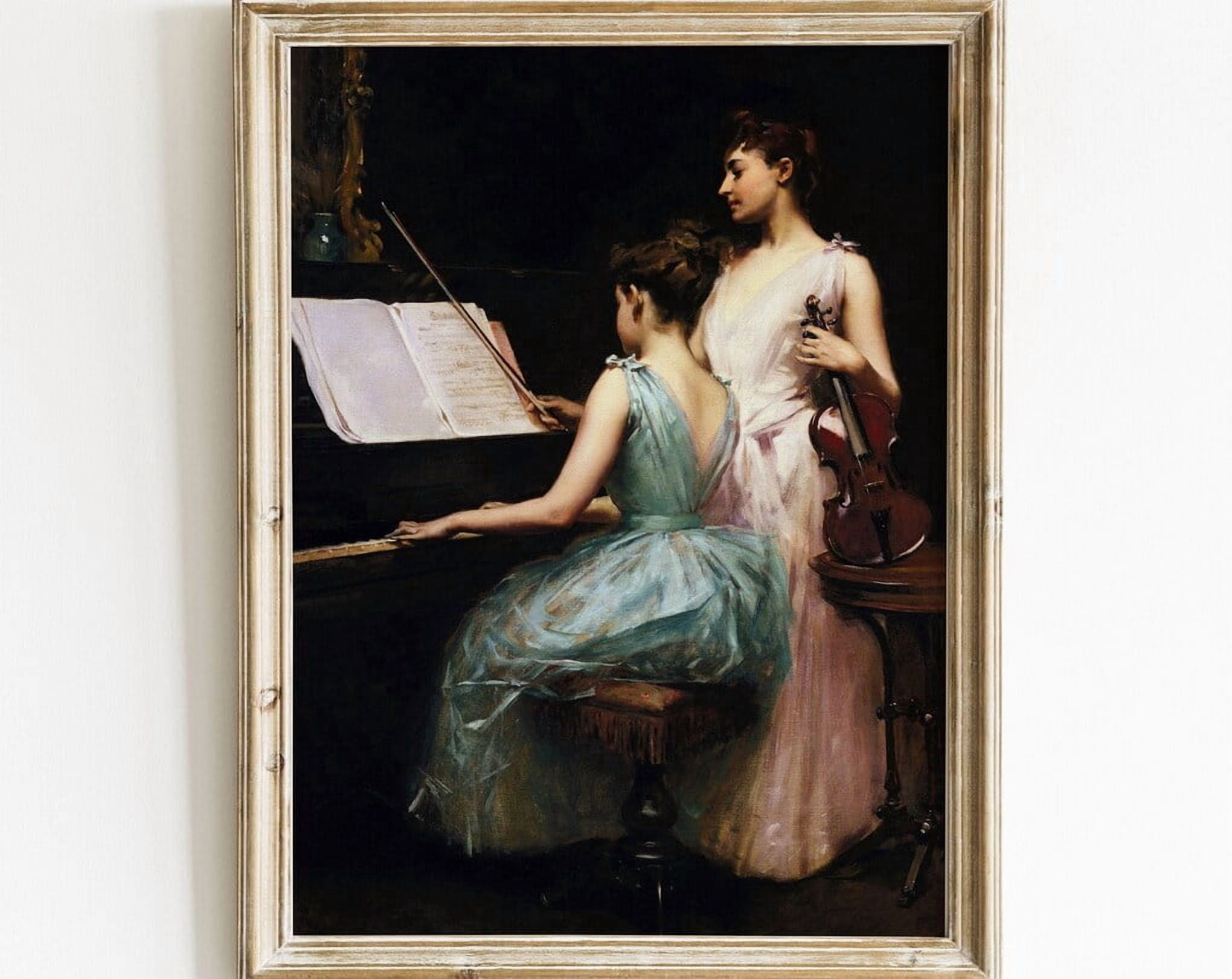 Kna Prints - 1 Pc Poster Piano Wall Art Vintage Wall Art Woman Portrait ...