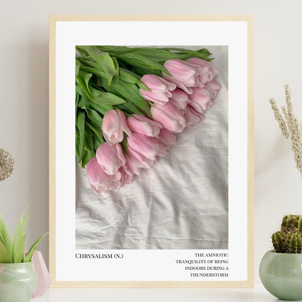 Kna Prints - 1 Pc Poster Pink Tulip Wall Art Print | Minimalist Floral ...