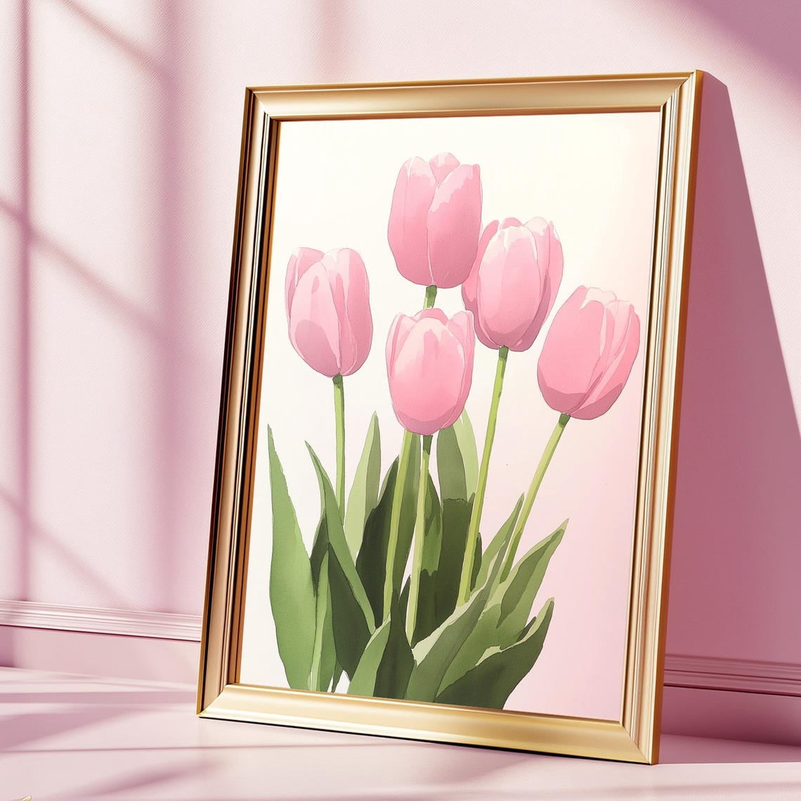 Kna Prints - 1 Pc Poster Pink Tulip Watercolor Wall Art Print, Feminine ...