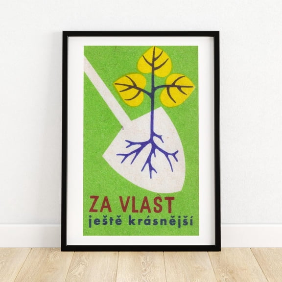 Kna Prints - 1 Pc Poster Planting Tree Saplings Matchbox Print Czech Wall Art Vintage Czech Art Matchbox Wall Vintage Print, UNFRAMED-8x12