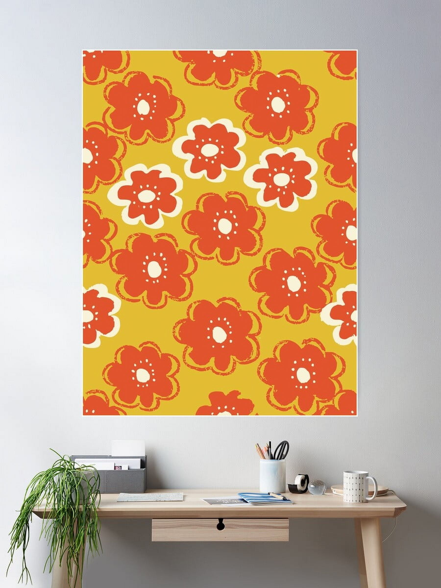 Kna Prints - 1 Pc Poster Playful Hand-Drawn Retro Orange And Yellow ...