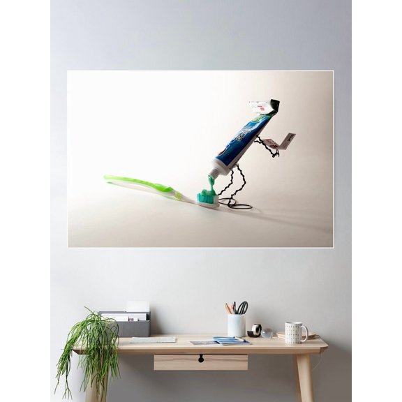 Kna Prints - 1 Pc Poster Pre-Pasted Toothbrush, UNFRAMED-12x18