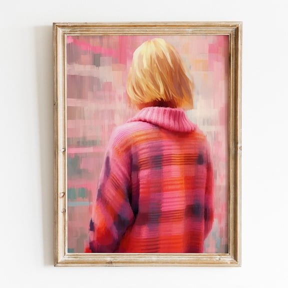 Kna Prints - 1 Pc Poster Preppy Fall Girly Wall Art Print, Pink And Orange Wall Art, Trendy Art, Preppy Fall Room Decor, Retro Hot Pink , Fall Art Wall Art, UNFRAMED-16x24