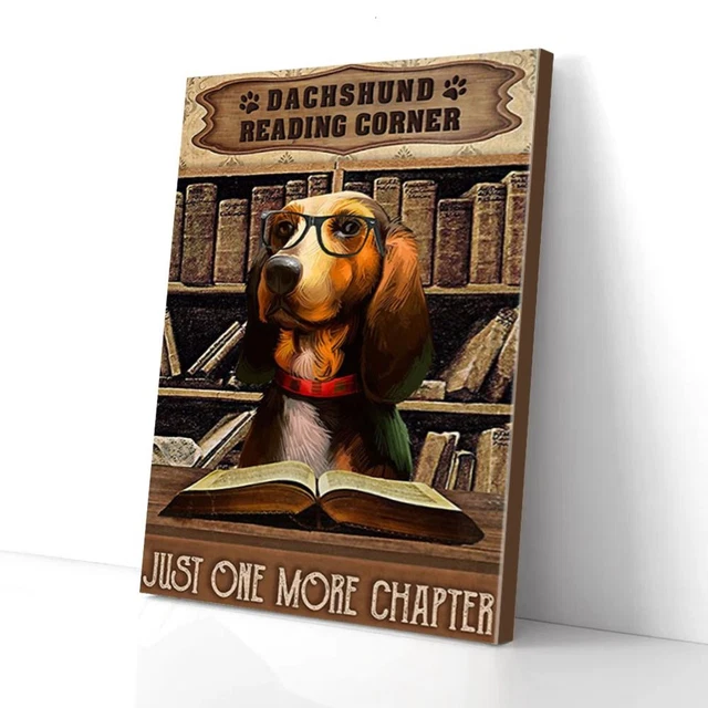 Kna Prints - 1 Pc Poster Reading Corner Book Dachshund Just One More ...
