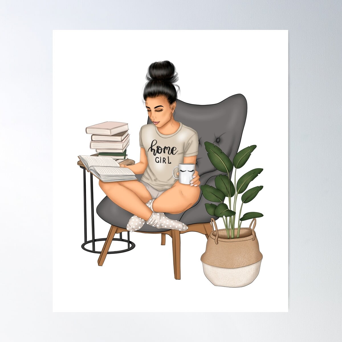 Kna Prints - 1 Pc Poster Reading Girl Sticker'S Reading Saying ...