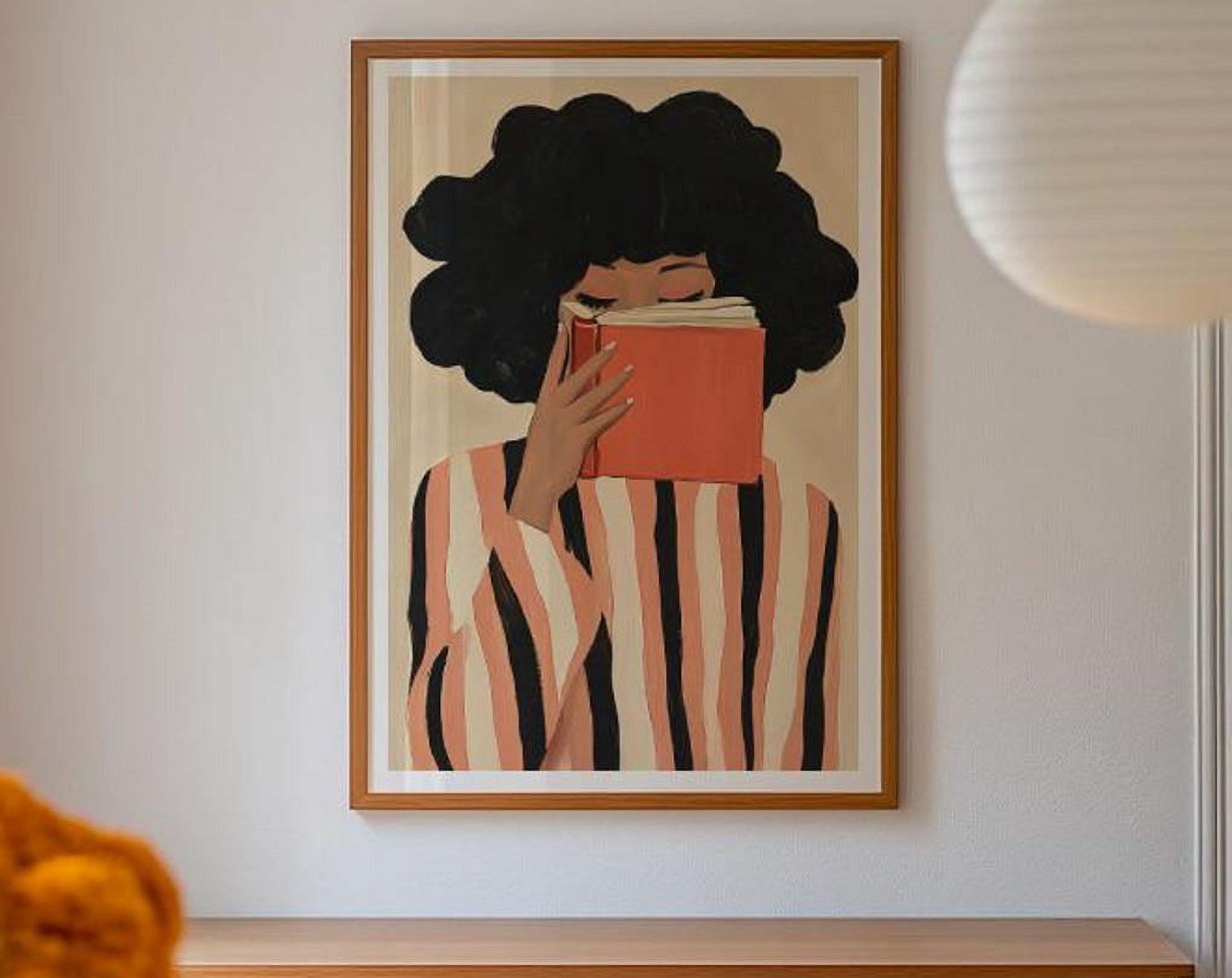 Kna Prints - 1 Pc Poster Reading Woman Print, Stripe People Minimal Art ...